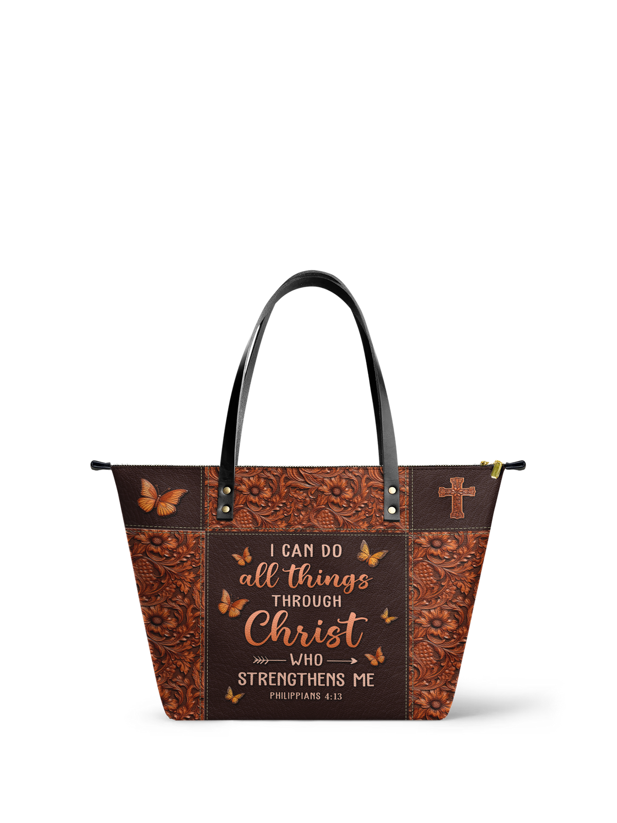 Believe - Philippians 4:13 Leather Tote Bag