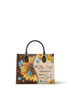 Presence - Psalm 46:10 Leather Handbag