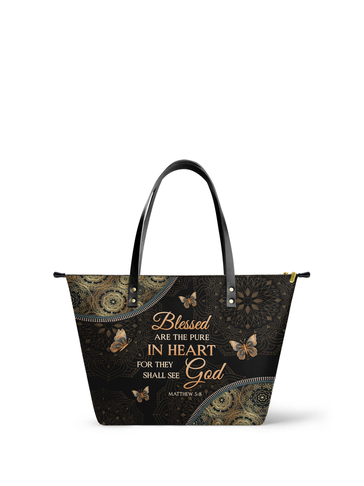 Pure - Matthew 5:8 Leather Tote Bag