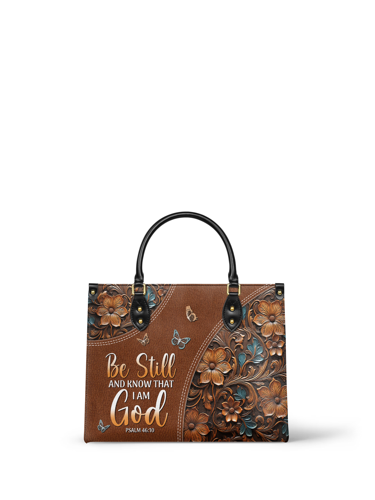 Stillness - Psalm 46:10 Leather Handbag