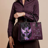 "Courage" - Joshua 1:9 Leather Handbag