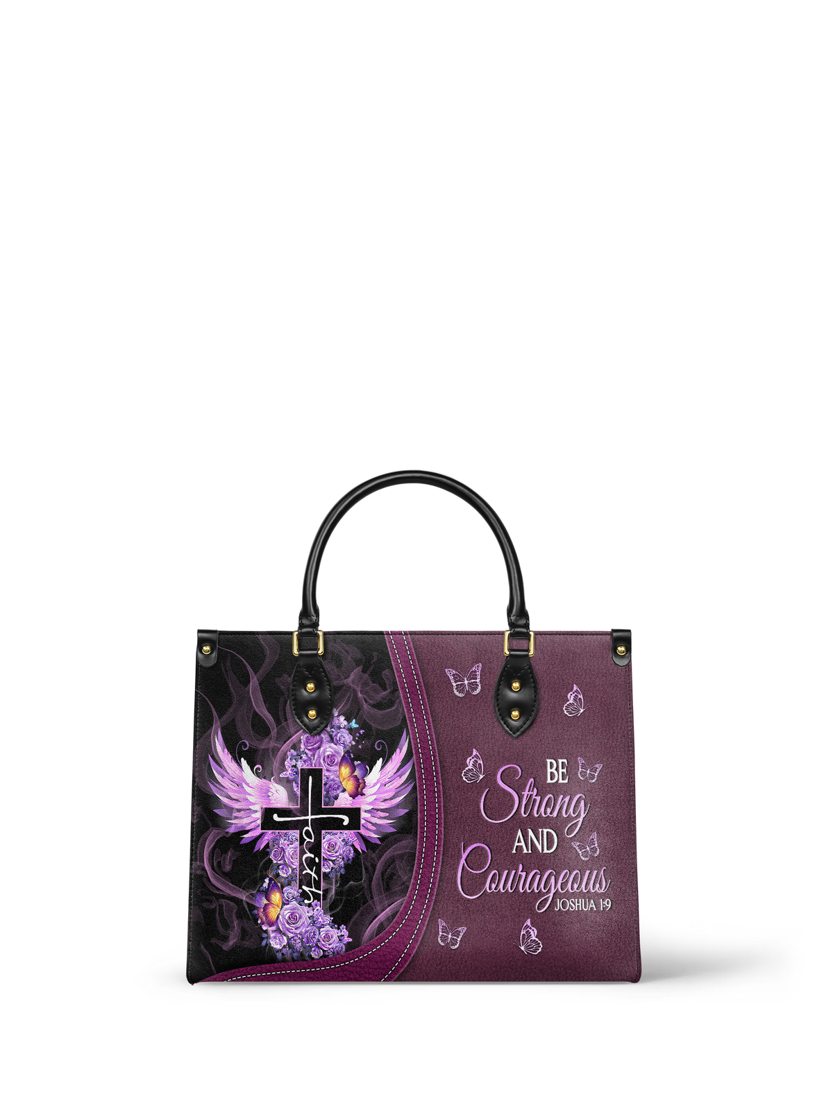 Courage - Joshua 1:9 Leather Handbag