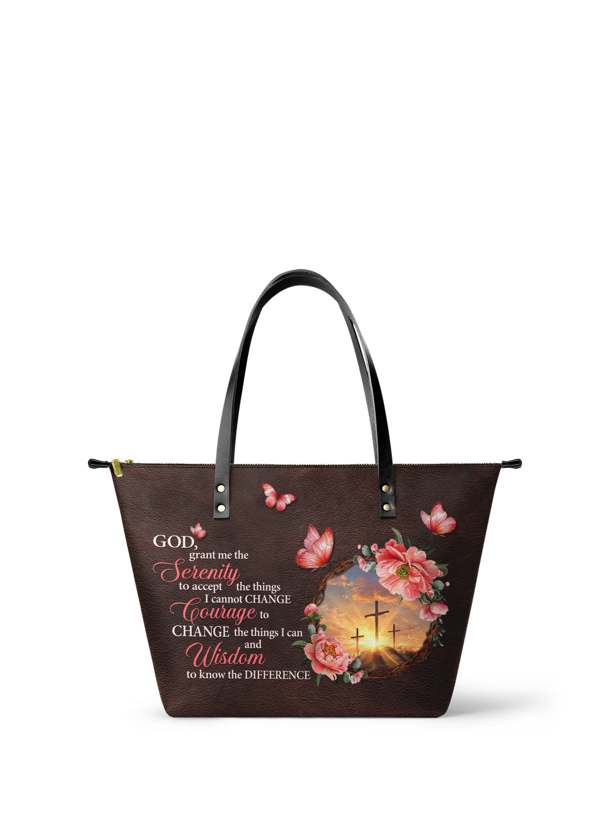 God Grant Me The Serenity Leather Tote Bag