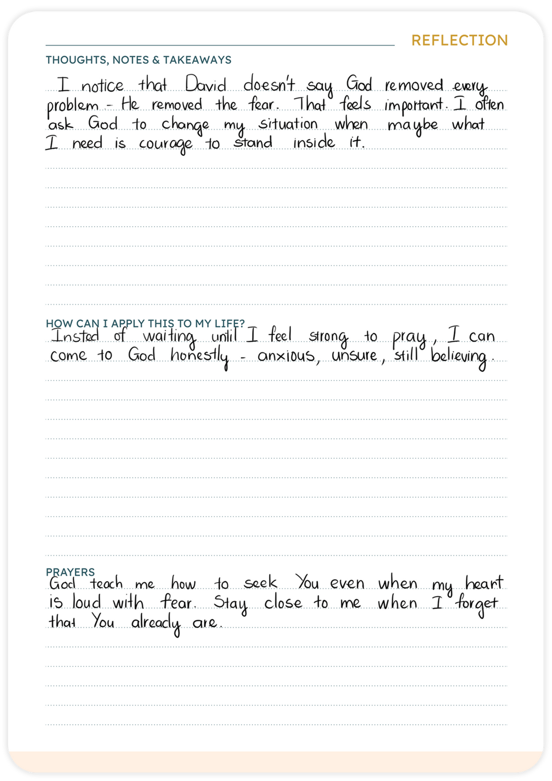 Reflection page