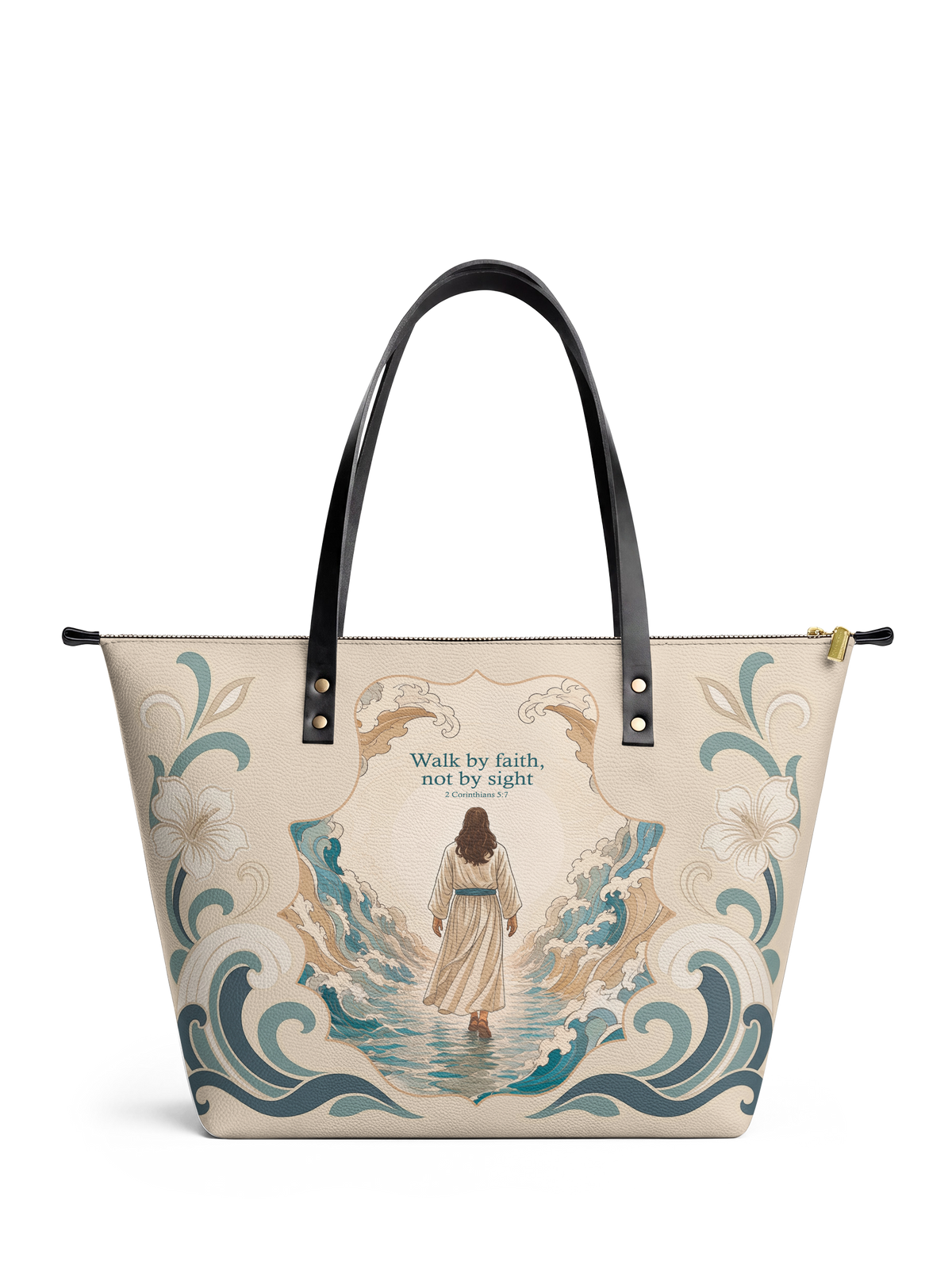 Walk By Faith - 2 Corinthians 5:7 Leather Tote Bag Preorder