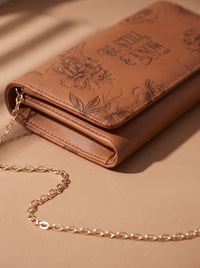 Tranquil - Psalm 46:10 Embossed Leather Crossbody Clutch Pre-order