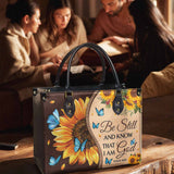 "Presence" - Psalm 46:10 Leather Handbag