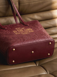 Proverbs 3:5 - Cherry Wine Embossed Leather Tote Pre-order