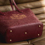 Proverbs 3:5 - Cherry Wine Embossed Leather Tote