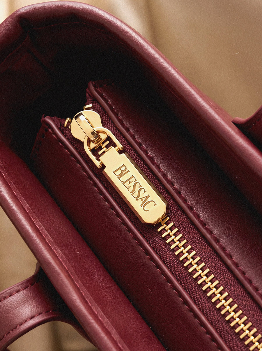 Proverbs 3:5 - Cherry Wine Embossed Leather Tote Pre-order