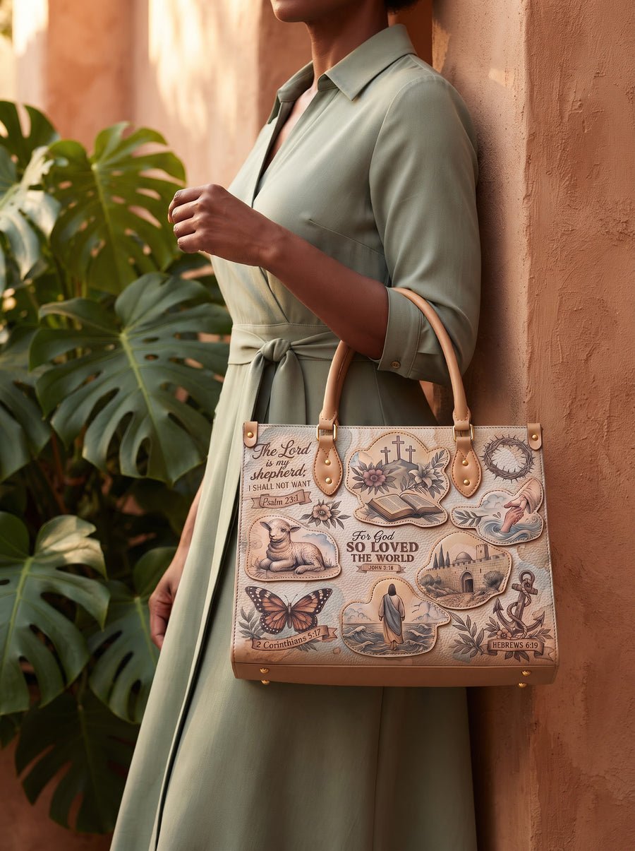 Every Promise - John 3:16 Applique Leather Handbag Pre-order