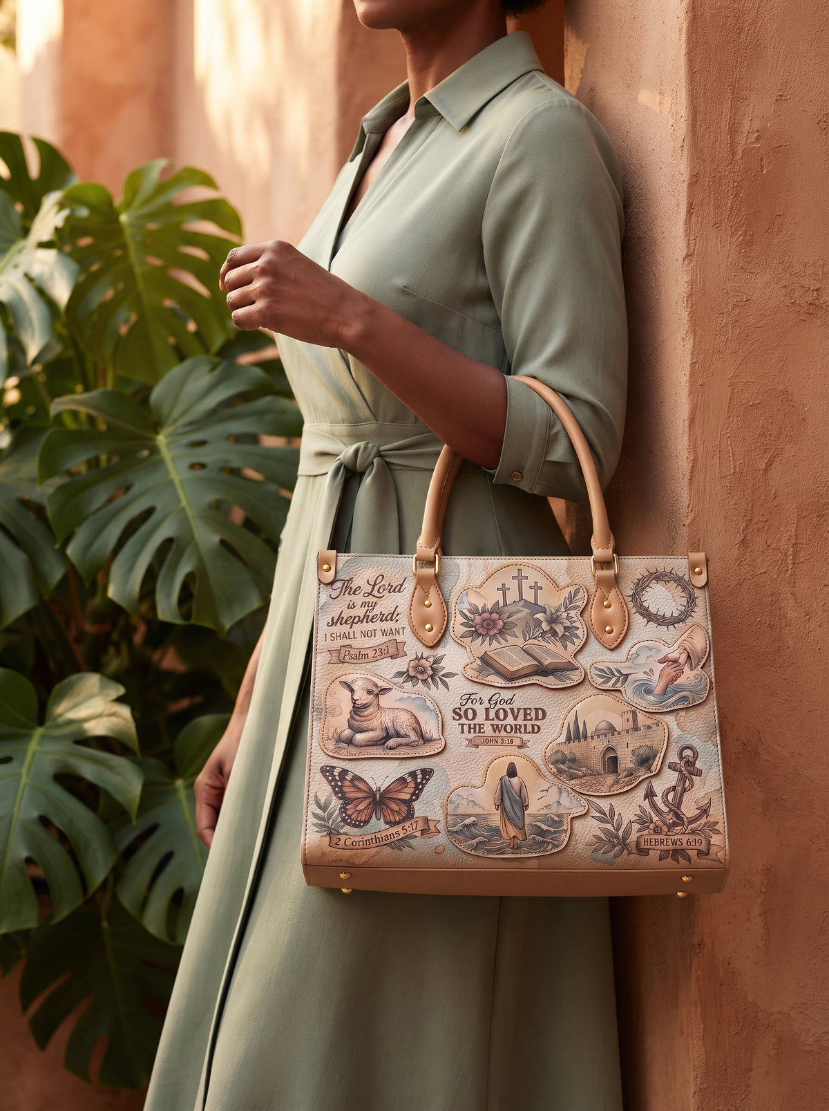 Every Promise - John 3:16 Applique Leather Handbag