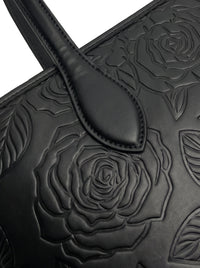 Matt 19:26 - Black Embossed Leather Tote