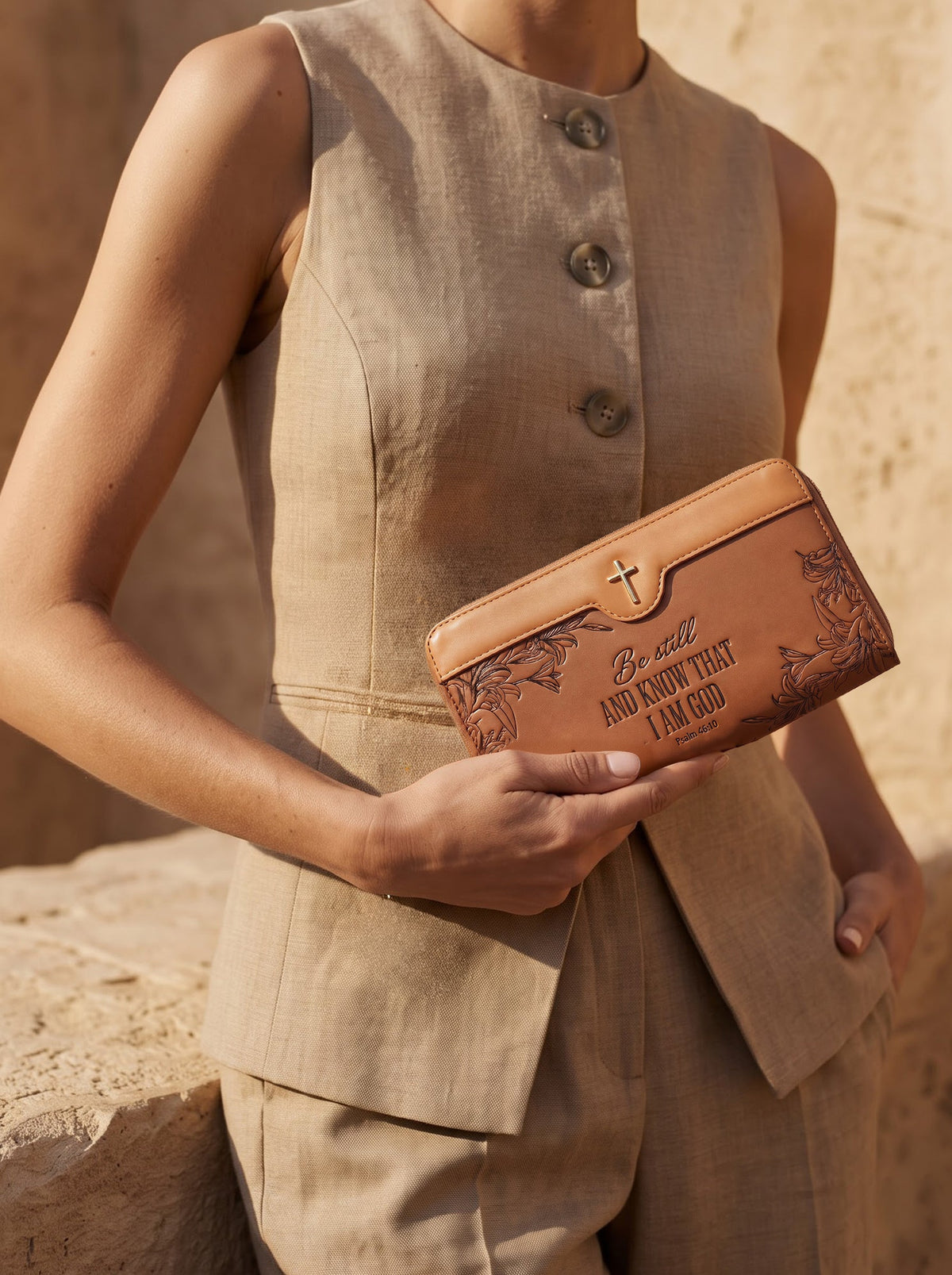 Majestic - Psalm 46:10 Embossed Leather Wallet