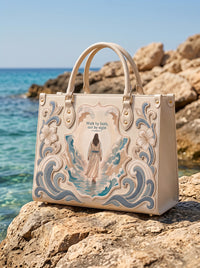 Walk By Faith - 2 Corinthians 5:7 Applique Leather Handbag Pre-order