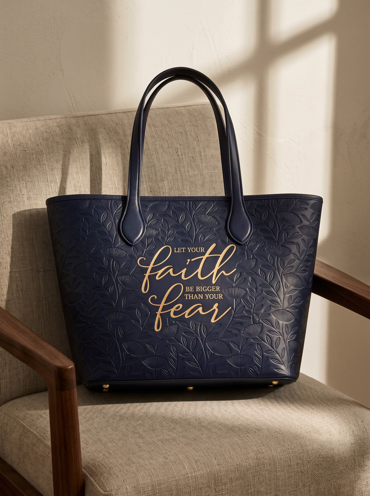 Faith Over Fear - Embossed Leather Tote