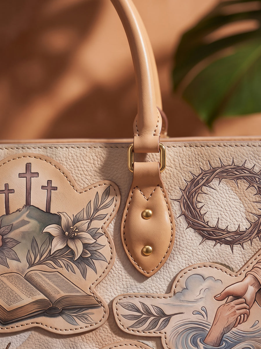 Every Promise - John 3:16 Applique Leather Handbag Pre-order