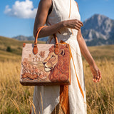 Lion of Judah - Joshua 1:9 Applique Leather Handbag