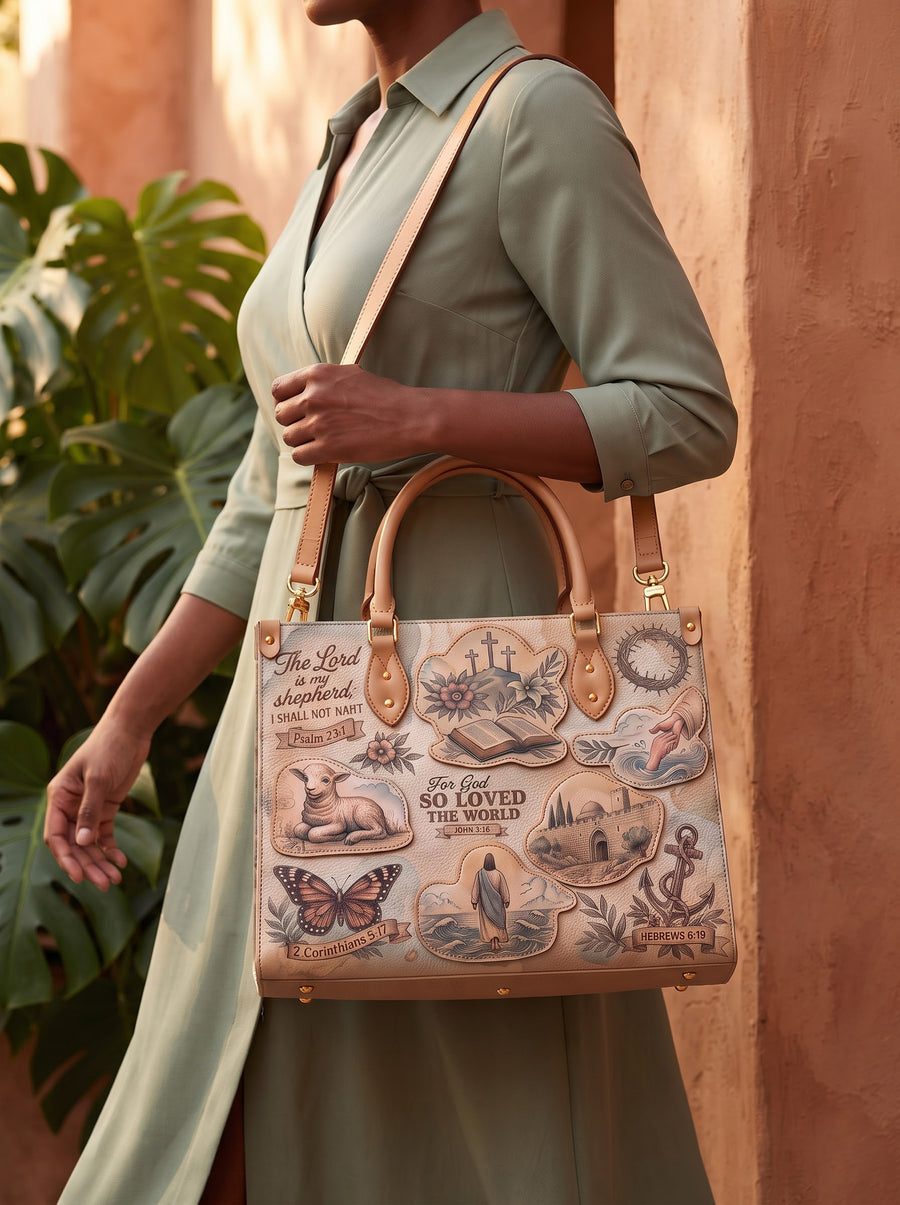 Every Promise - John 3:16 Applique Leather Handbag Pre-order