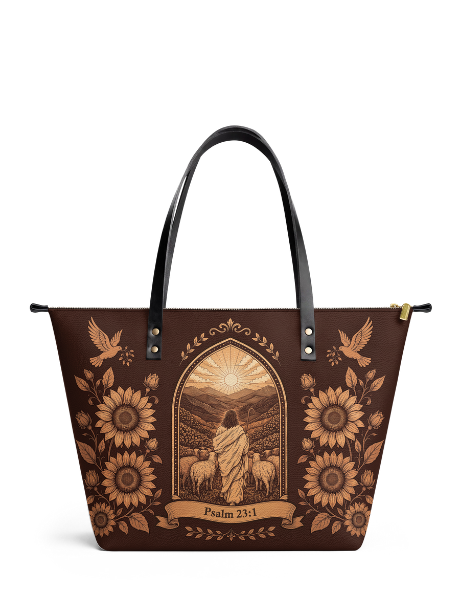 My Shepherd – Psalm 23:1 Leather Tote Bag Preorder
