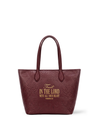 Proverbs 3:5 - Cherry Wine Embossed Leather Tote Pre-order