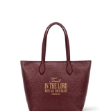 Proverbs 3:5 - Cherry Wine Embossed Leather Tote