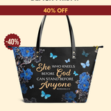 "Anchor" - Romans 8:31 Leather Tote Bag