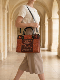 Believe - Philippians 4:13 Leather Handbag