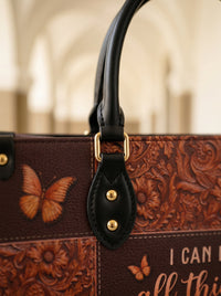 Believe - Philippians 4:13 Leather Handbag