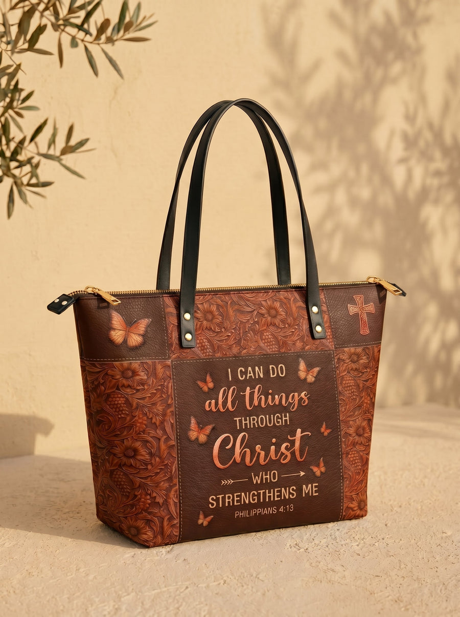 Believe - Philippians 4:13 Leather Tote Bag Deal