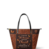 Believe - Philippians 4:13 Leather Tote Bag