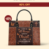 "Believe" - Philippians 4:13 Leather Handbag