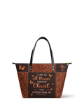 Believe - Philippians 4:13 Leather Tote Bag