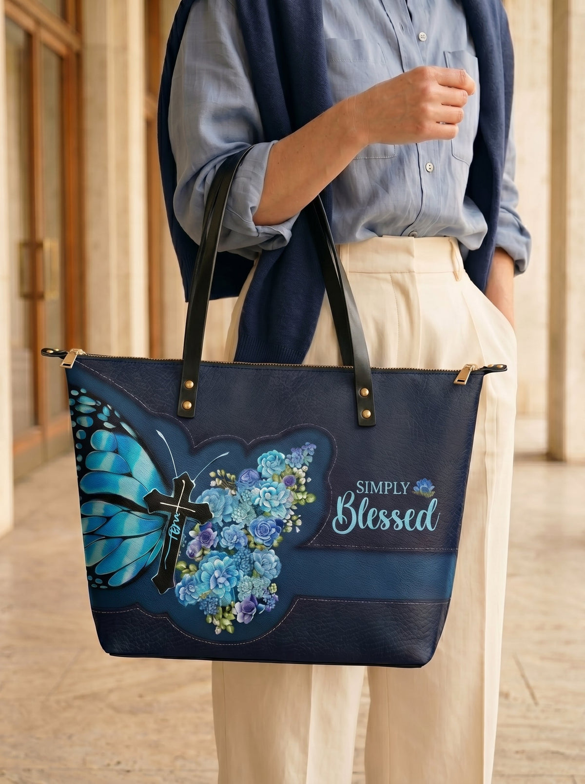 Blessed Leather Tote Bag