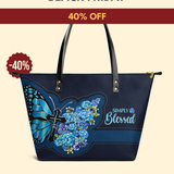 "Blessed" Leather Tote Bag