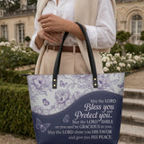 May The Lord Bless You And Protect You Leather Tote Bag