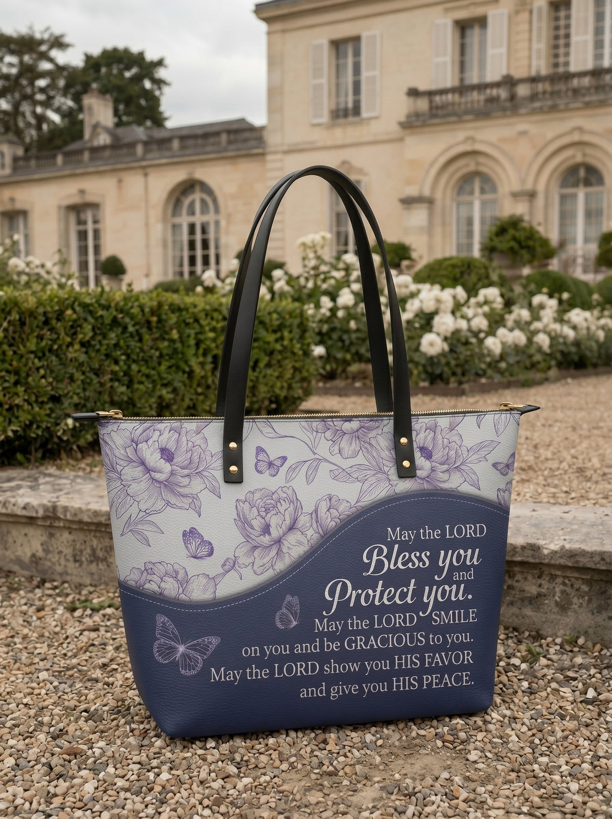 Blessing - Numbers 6:24-26 Leather Tote Bag