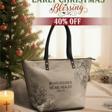 "Complete" - Isaiah 53:5 Leather Tote Bag