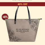 "Complete" - Isaiah 53:5 Leather Tote Bag