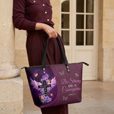 Courage - Joshua 1:9 Leather Tote Bag
