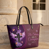 Courage - Joshua 1:9 Leather Tote Bag