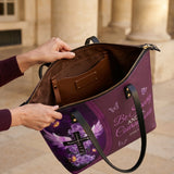 Courage - Joshua 1:9 Leather Tote Bag
