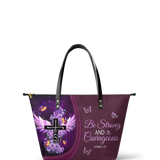 Courage - Joshua 1:9 Leather Tote Bag