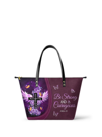 Courage - Joshua 1:9 Leather Tote Bag