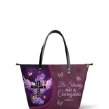 "Courage" - Joshua 1:9 Leather Tote Bag