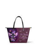 Courage - Joshua 1:9 Leather Tote Bag