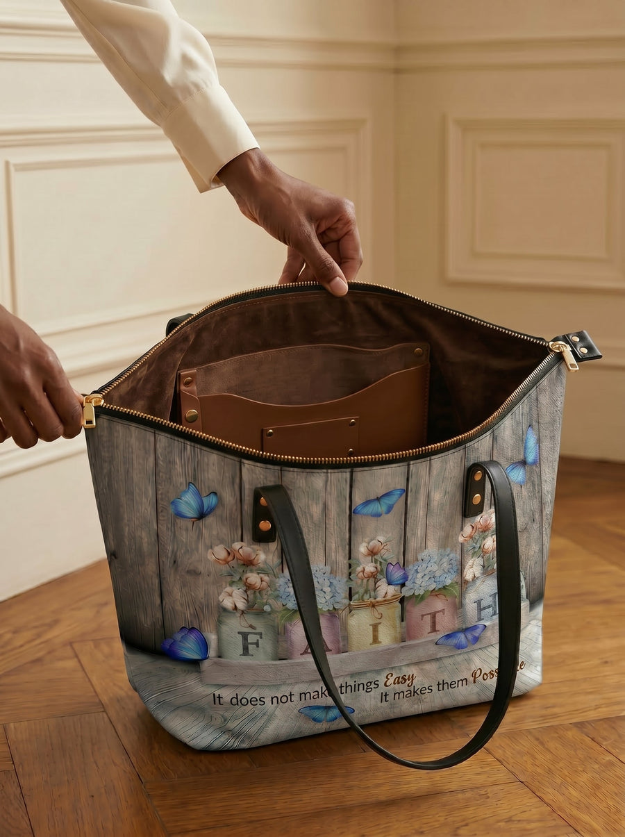 Faith Leather Tote Bag