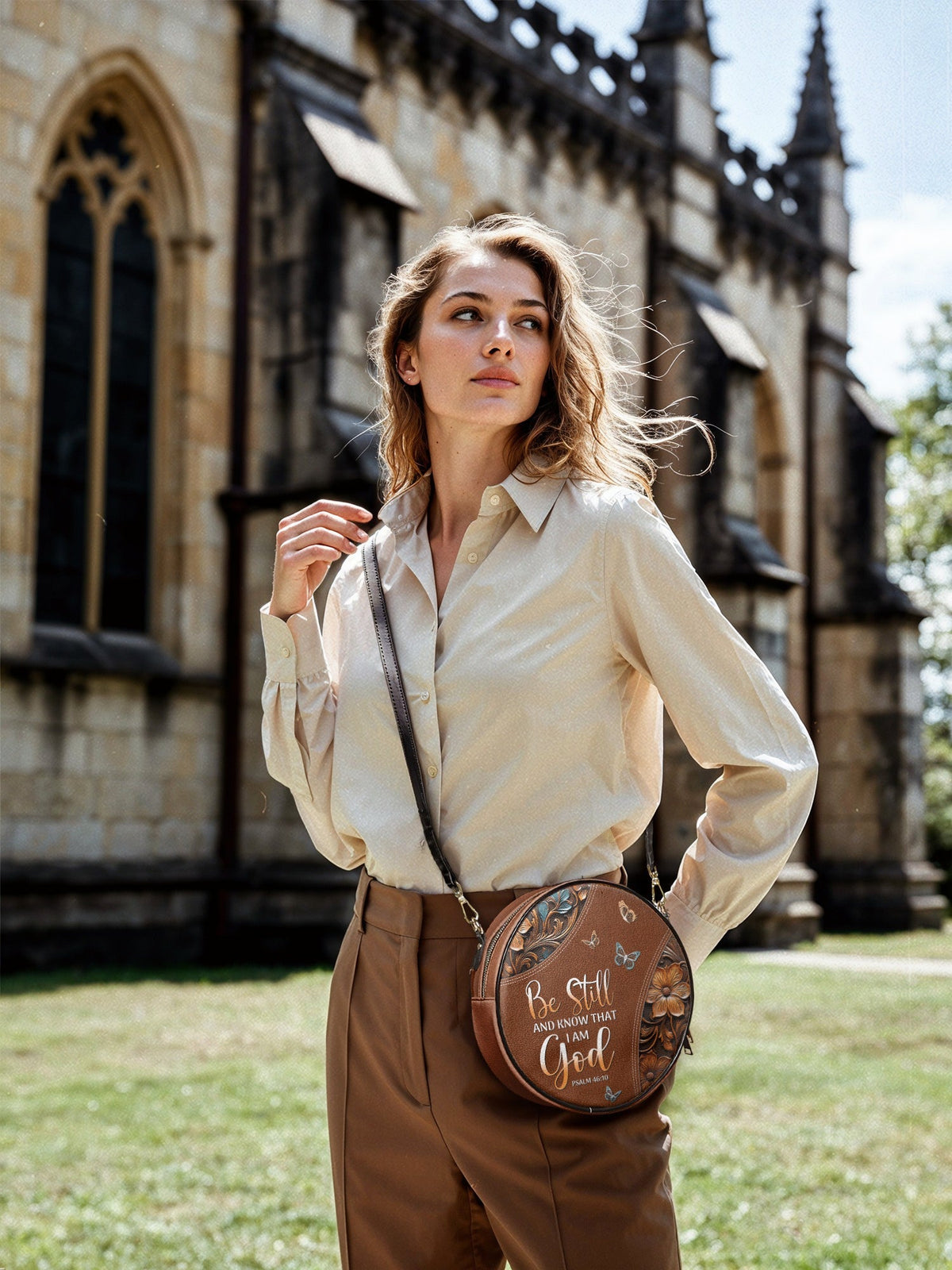 Stillness - Psalm 46:10 Circle Crossbody Bag
