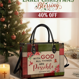 "Hope" - Matthew 19:26 Leather Handbag