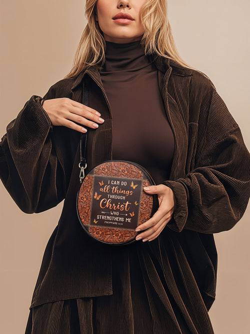 Believe - Philippians 4:13 Circle Crossbody Bag